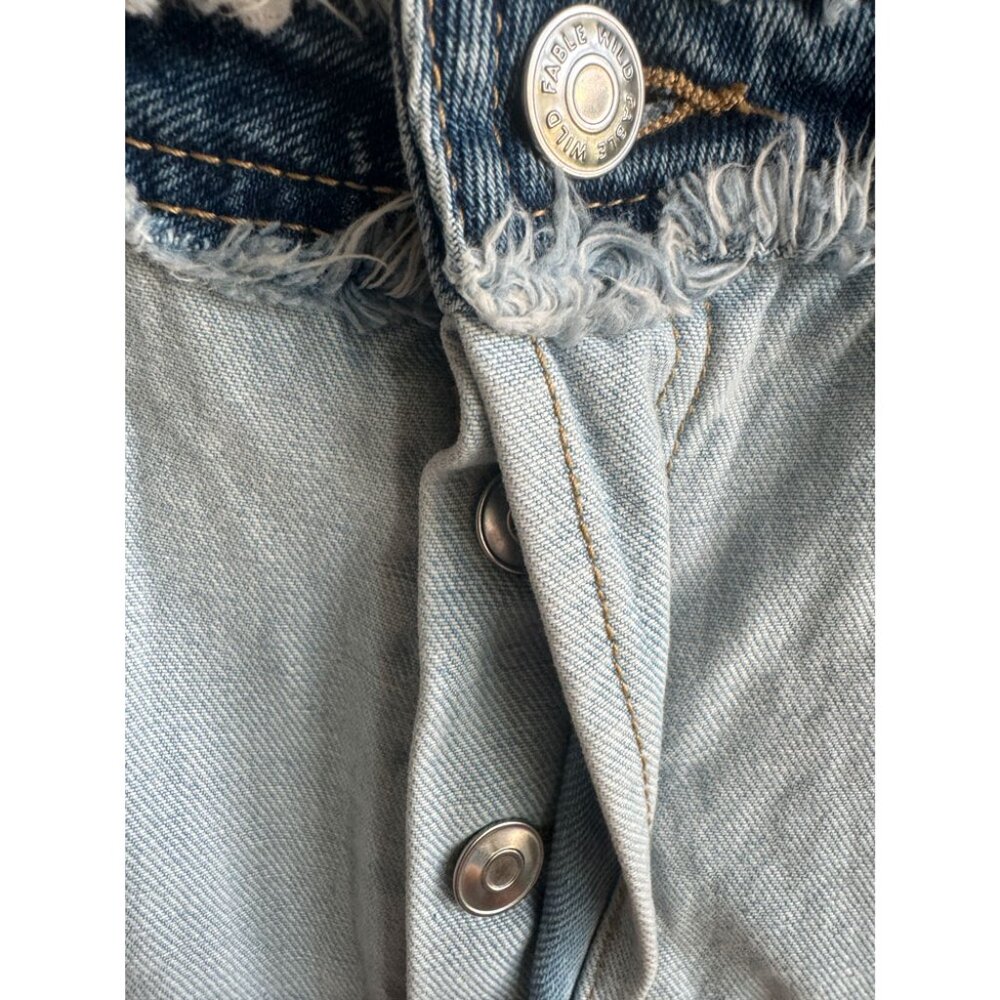 Wild Fable Patchwork Button Fly Blue Jean Shorts Denim - Picture 5 of 8